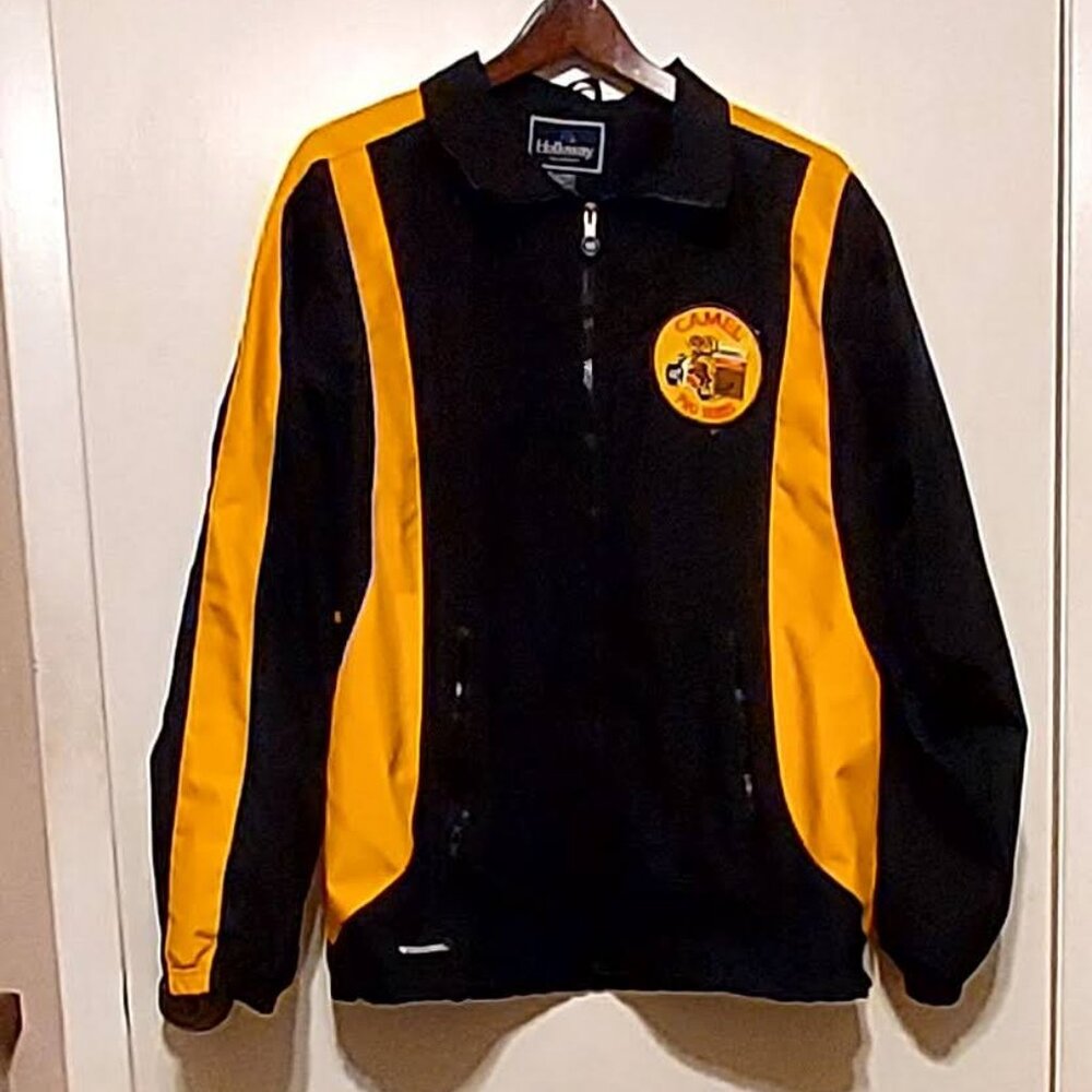 Vintage Hollway Mens Black and Yellow Jacket Cute Logo Sz M Warm
